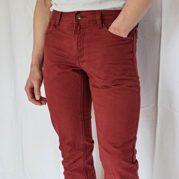 Dark Red Slim-Straight Chino Pants - Picture 1 of 4